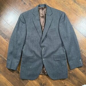 Jack Victor Mens 41R Grey Herringbone 100% Wool Blazer Sport Coat Canada Made